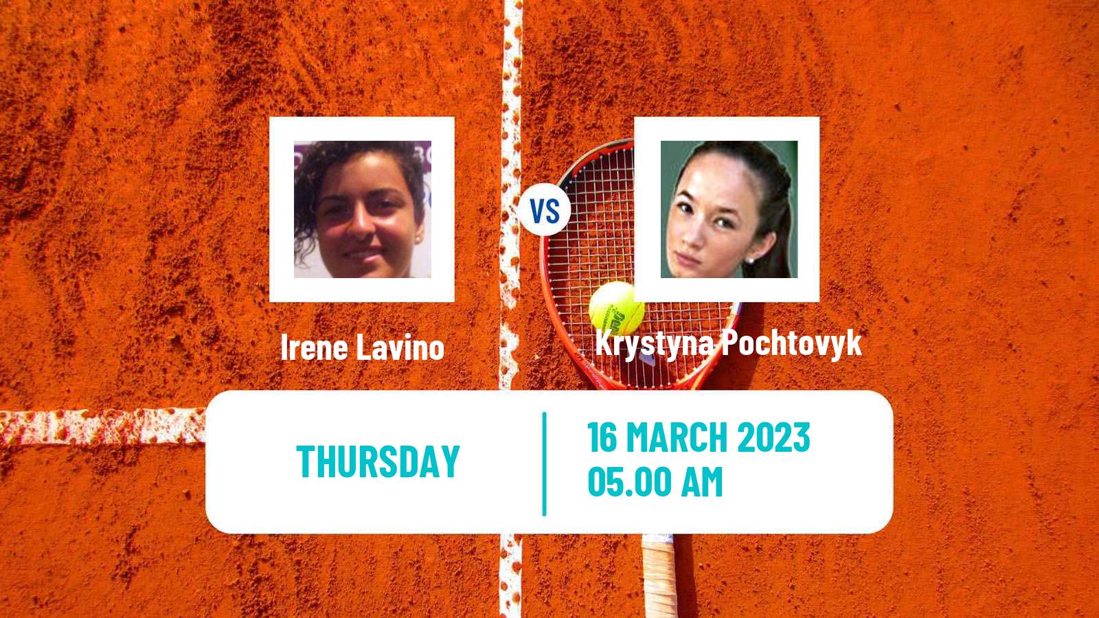 Tennis ITF Tournaments Irene Lavino - Krystyna Pochtovyk