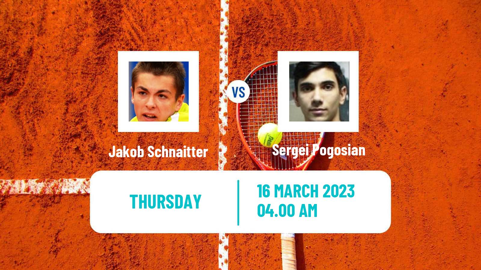 Tennis ITF Tournaments Jakob Schnaitter - Sergei Pogosian