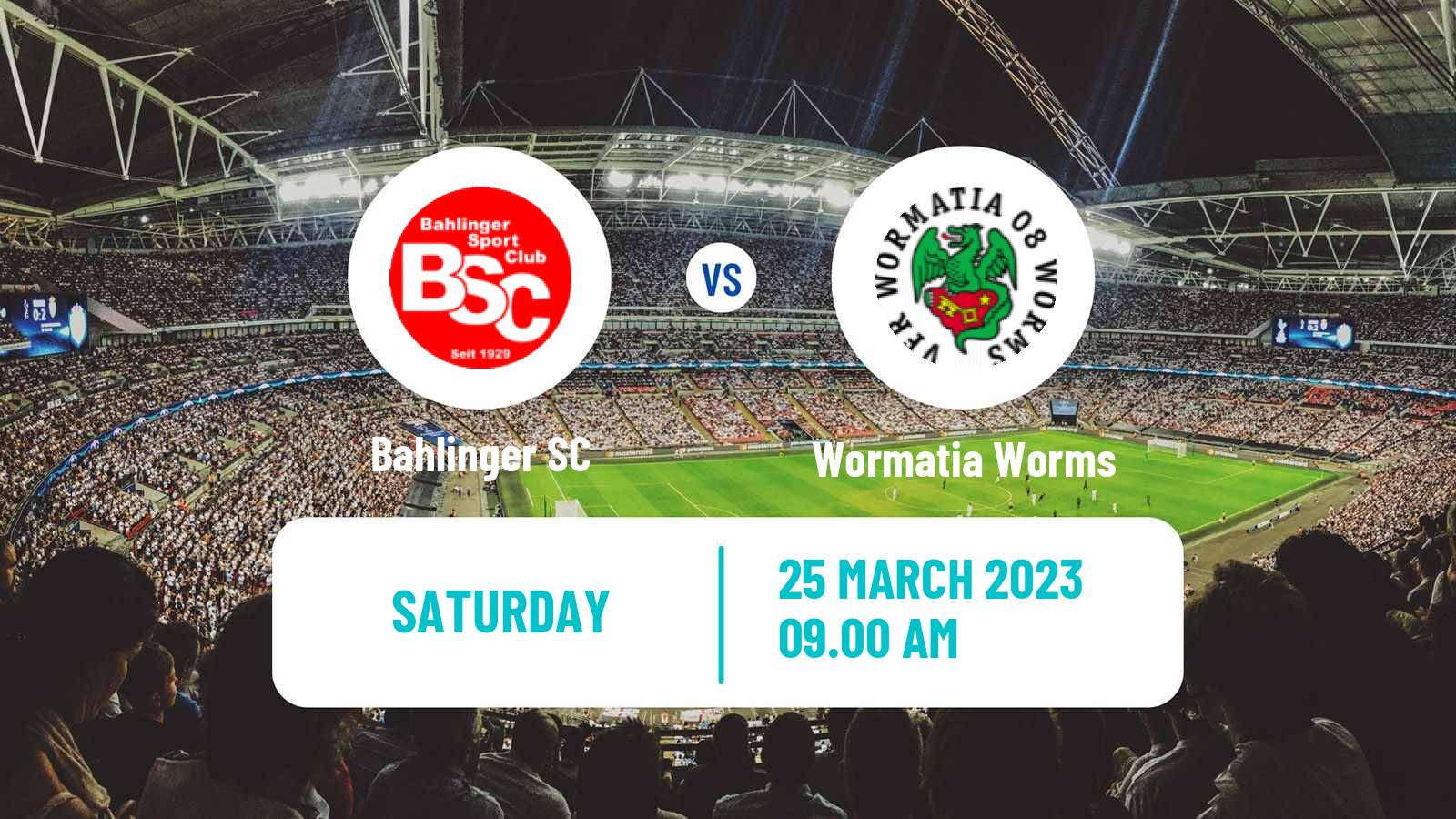 Soccer German Regionalliga Sudwest Bahlinger - Wormatia Worms