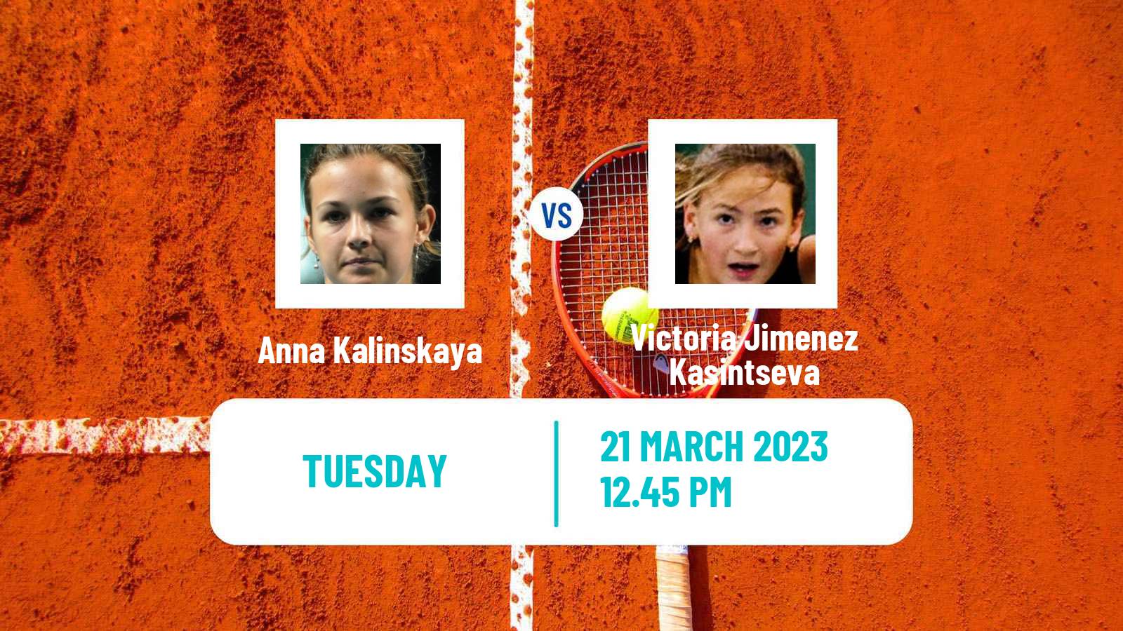 Tennis WTA Miami Anna Kalinskaya - Victoria Jimenez Kasintseva