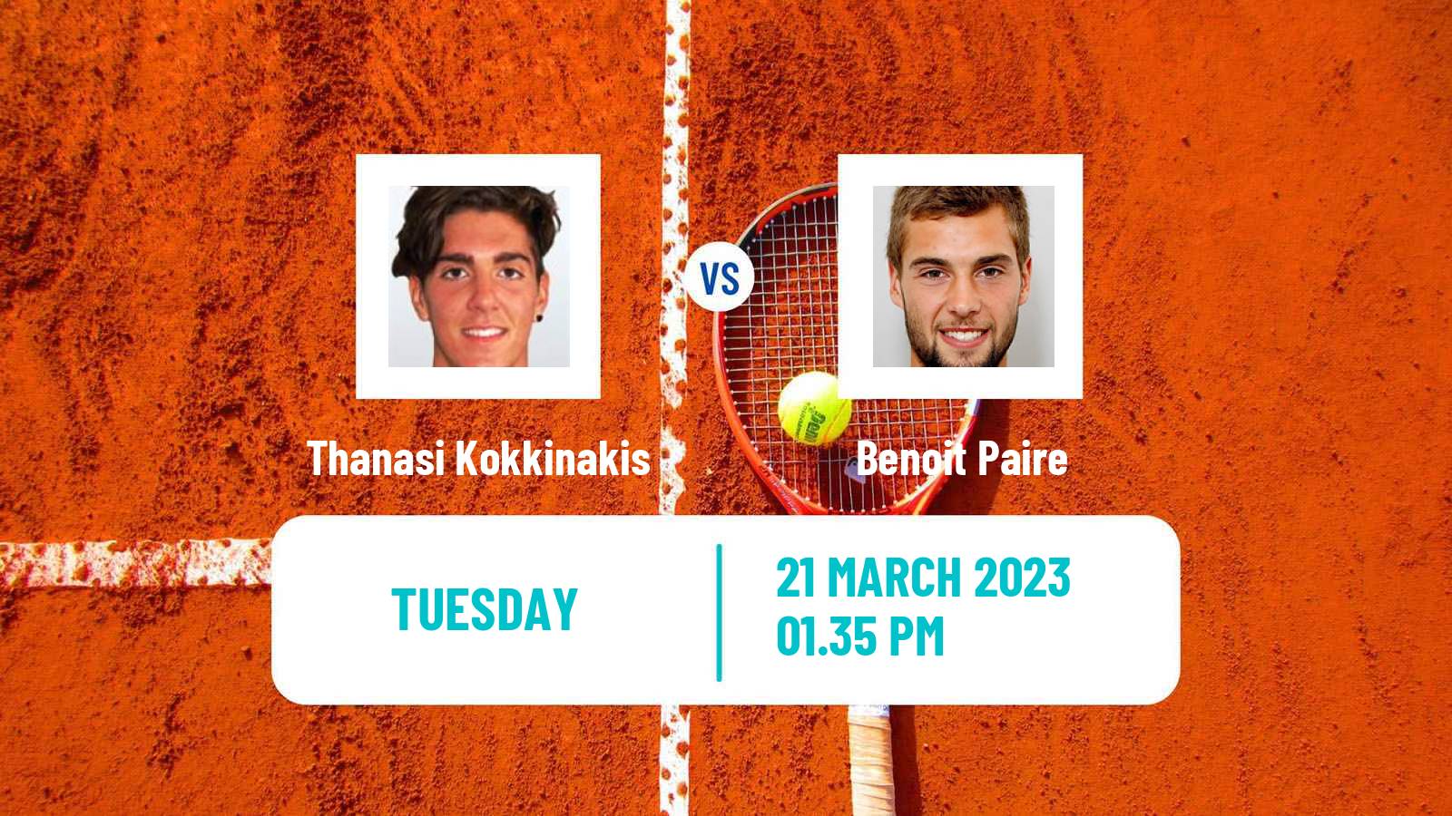 Tennis ATP Miami Thanasi Kokkinakis - Benoit Paire