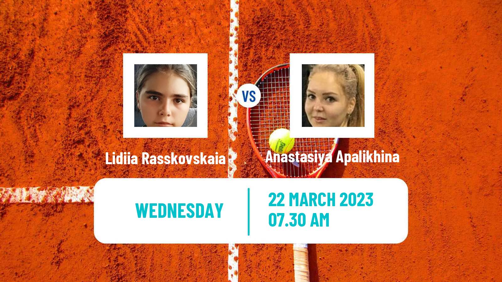 Tennis ITF Tournaments Lidiia Rasskovskaia - Anastasiya Apalikhina