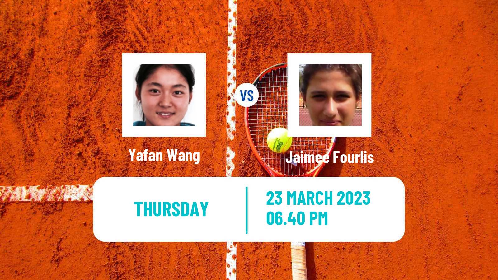 Tennis ITF Tournaments Yafan Wang - Jaimee Fourlis