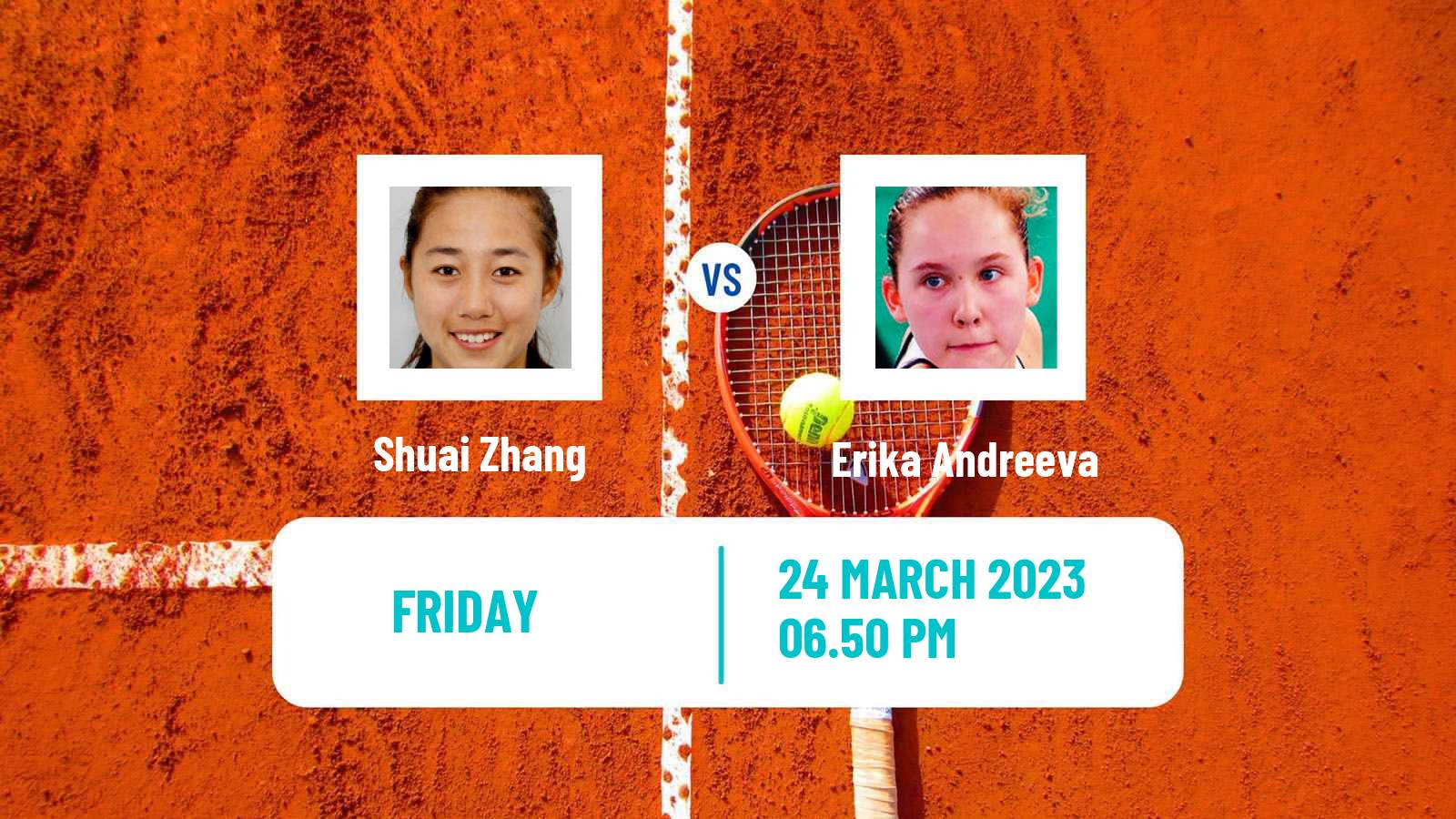 Tennis WTA Miami Shuai Zhang - Erika Andreeva