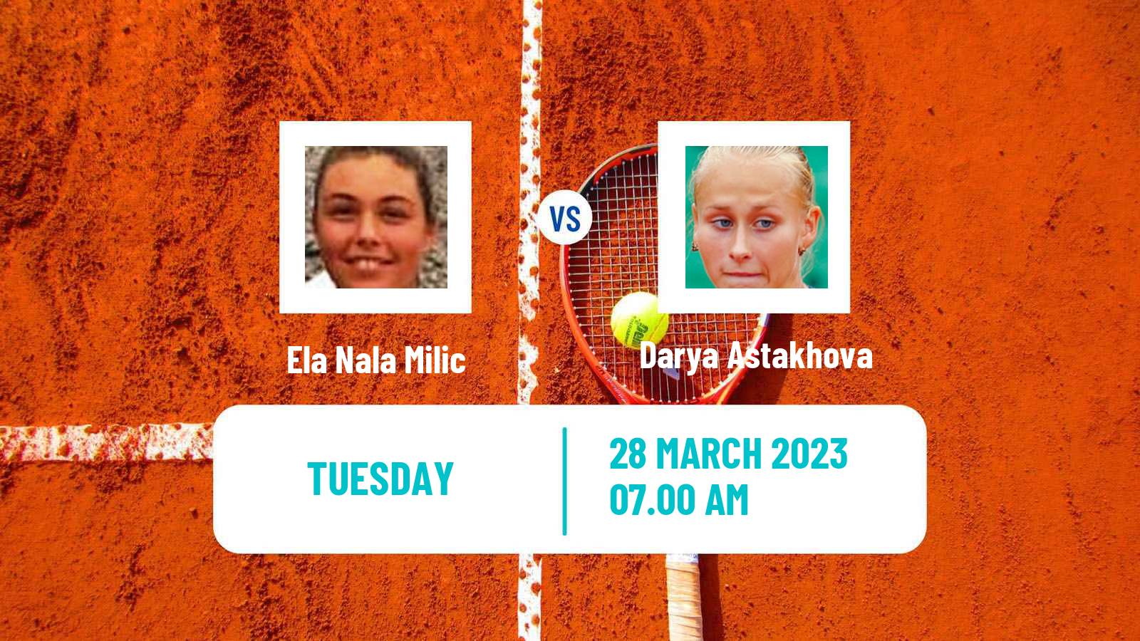 Tennis ITF Tournaments Ela Nala Milic - Darya Astakhova