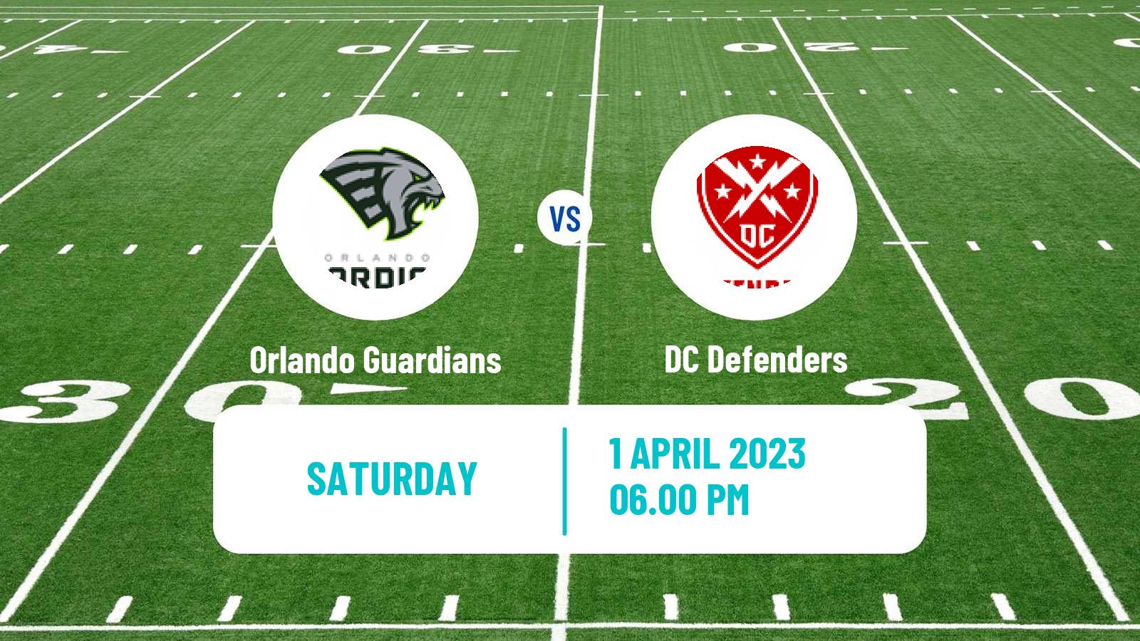 American football XFL Orlando Guardians - DC Defenders