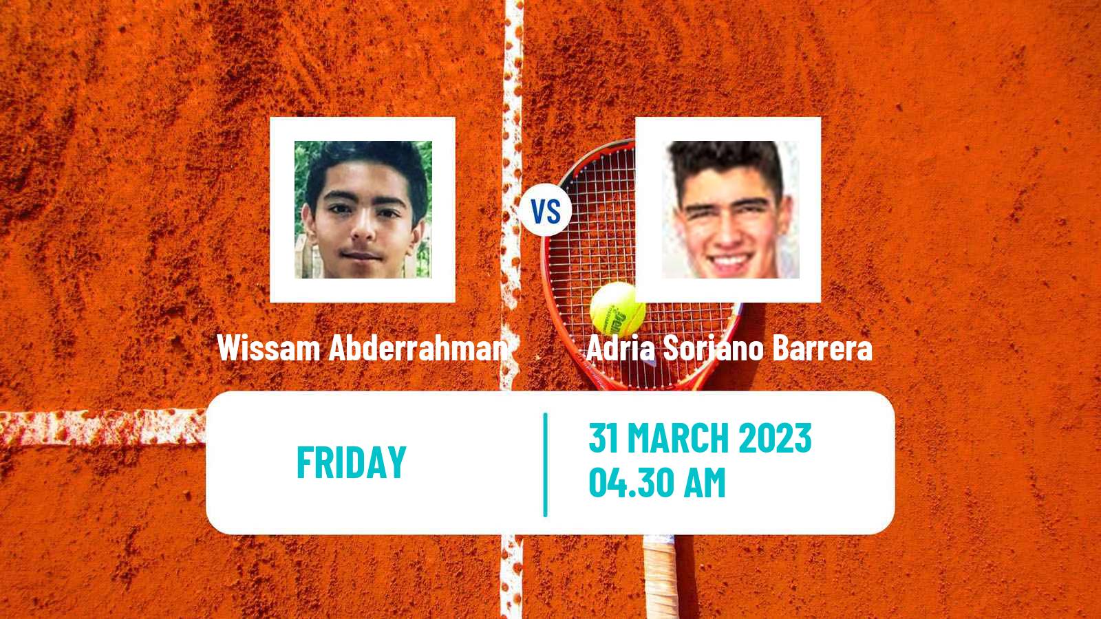 Tennis ITF Tournaments Wissam Abderrahman - Adria Soriano Barrera