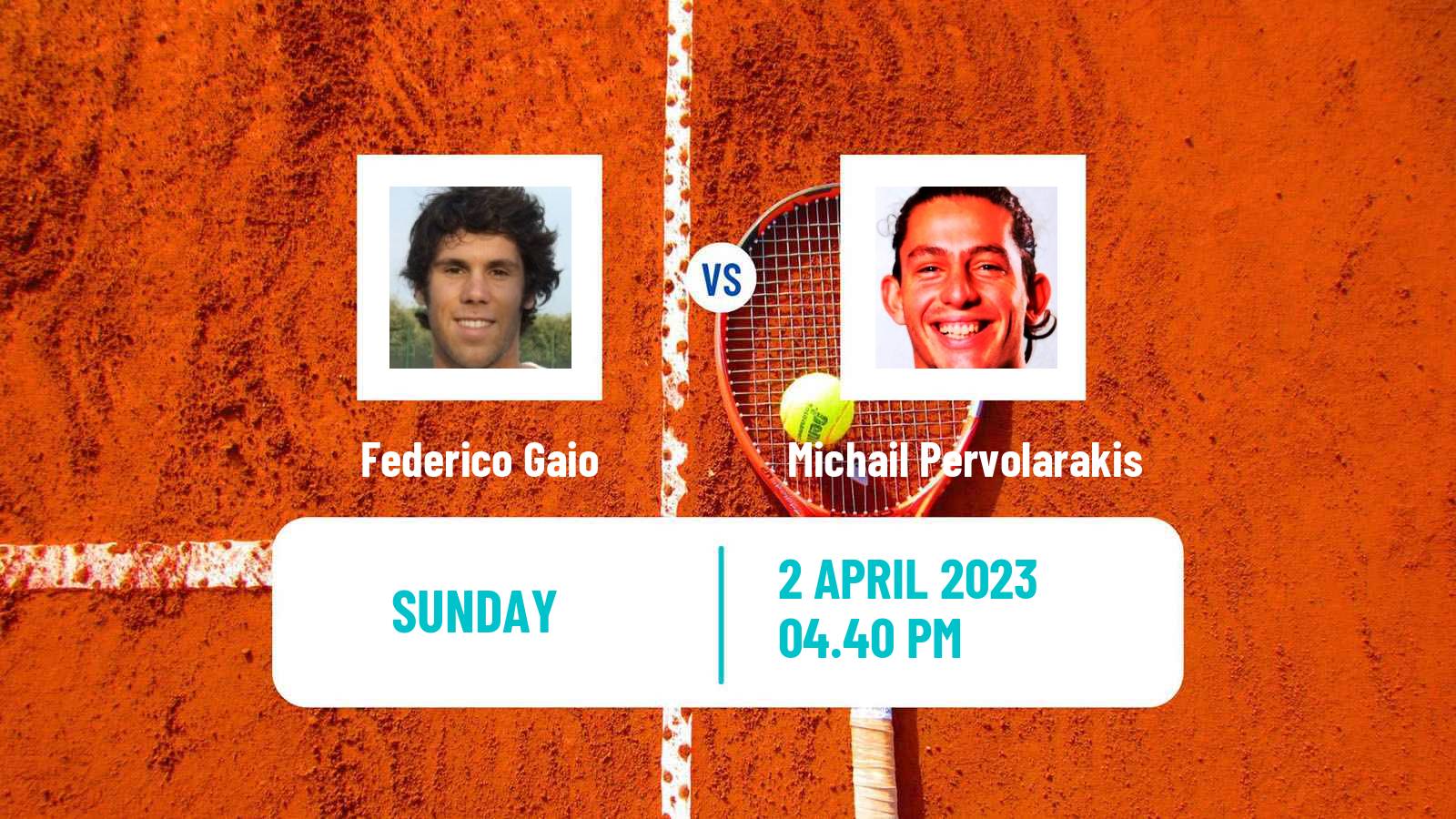 Tennis ATP Challenger Federico Gaio - Michail Pervolarakis