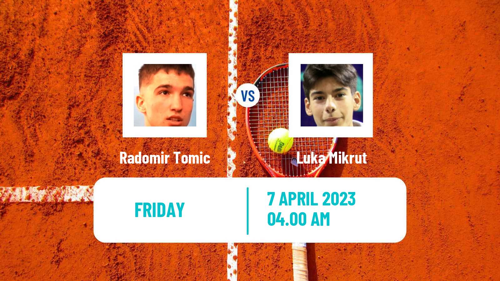 Tennis ITF Tournaments Radomir Tomic - Luka Mikrut