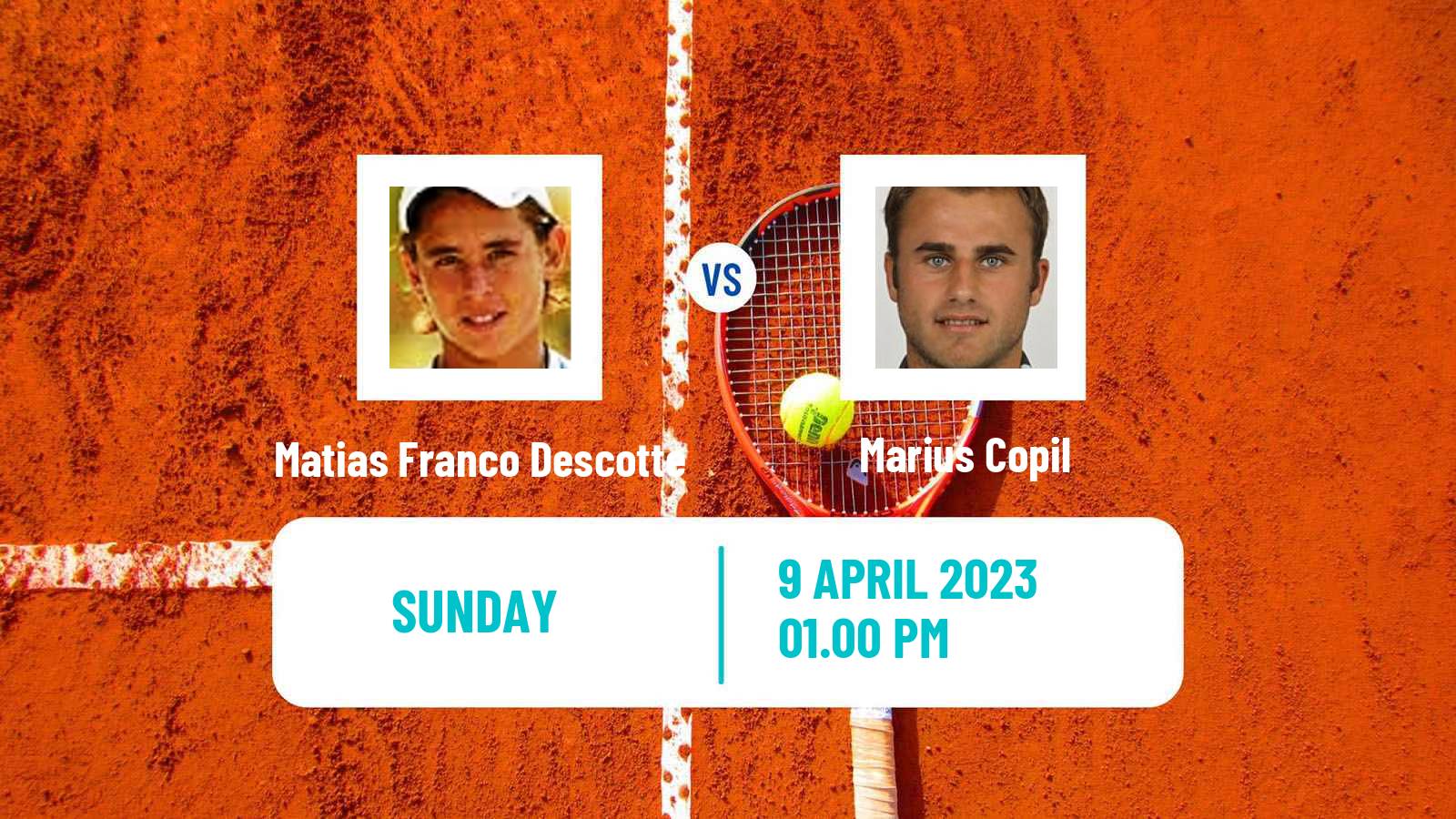 Tennis ATP Challenger Matias Franco Descotte - Marius Copil