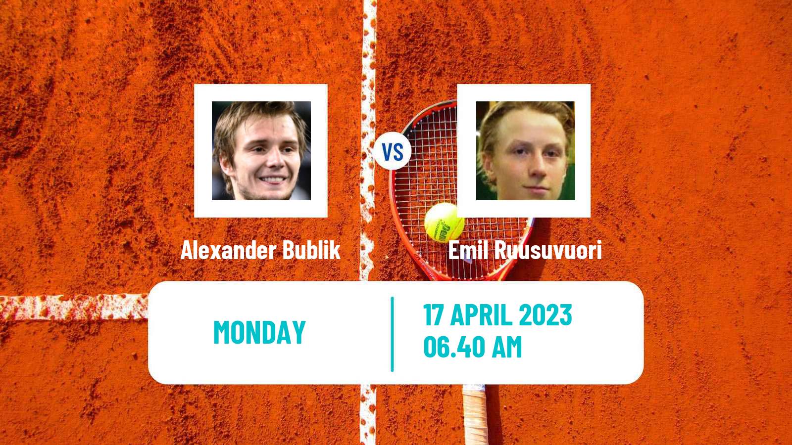 Tennis ATP Barcelona Alexander Bublik - Emil Ruusuvuori