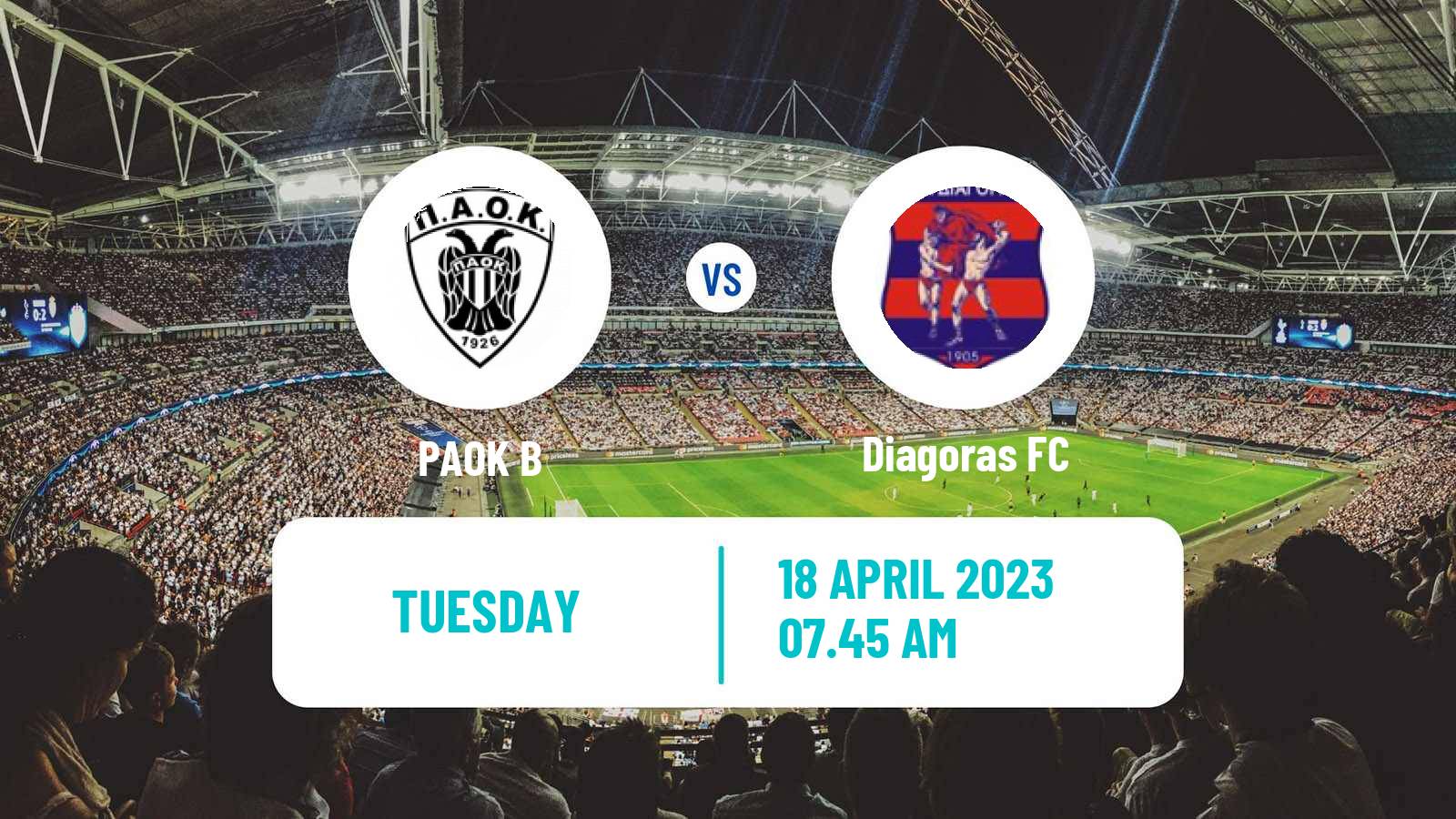 Soccer Greek Super League 2 PAOK B - Diagoras