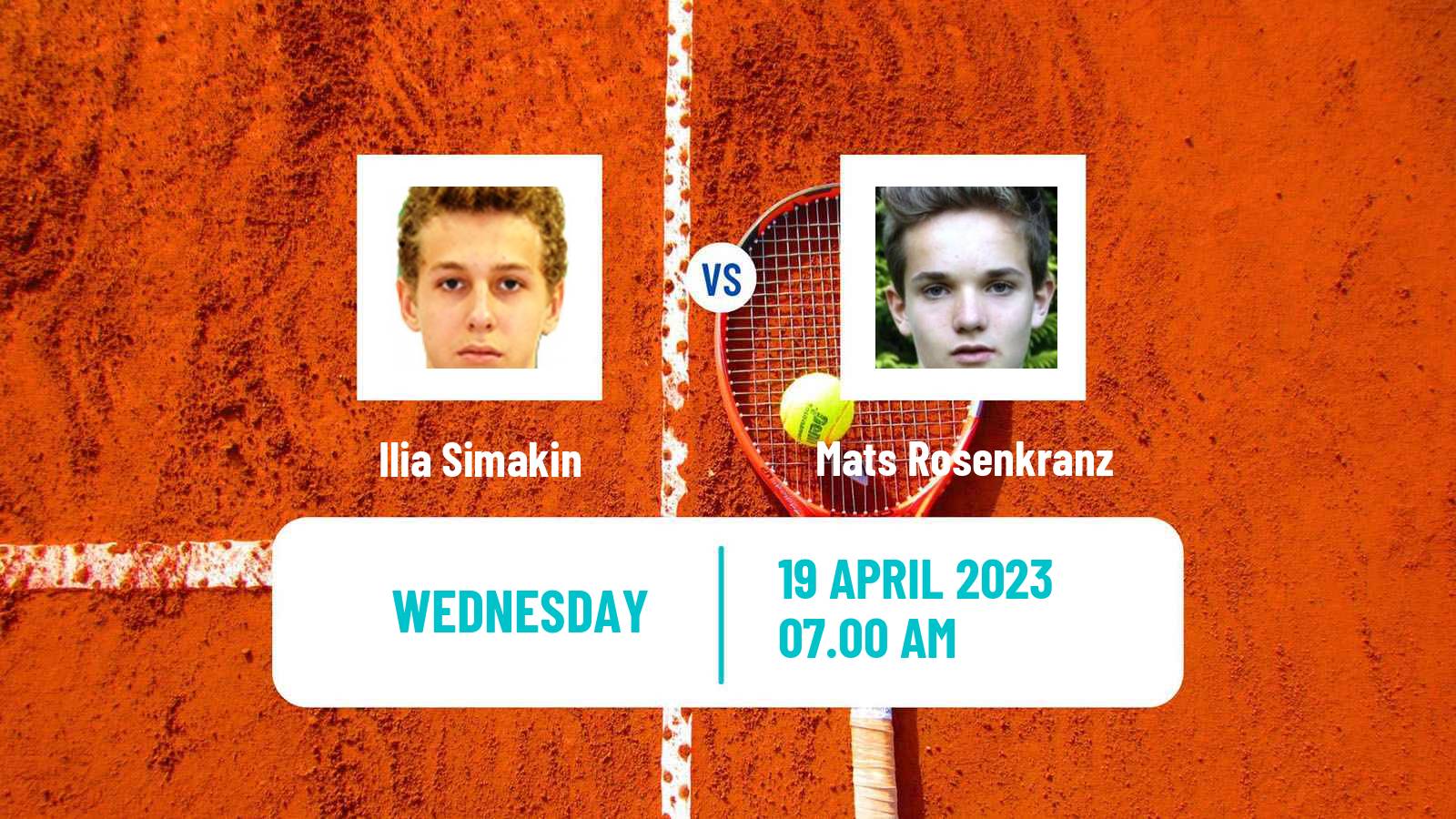 Tennis ITF Tournaments Ilia Simakin - Mats Rosenkranz