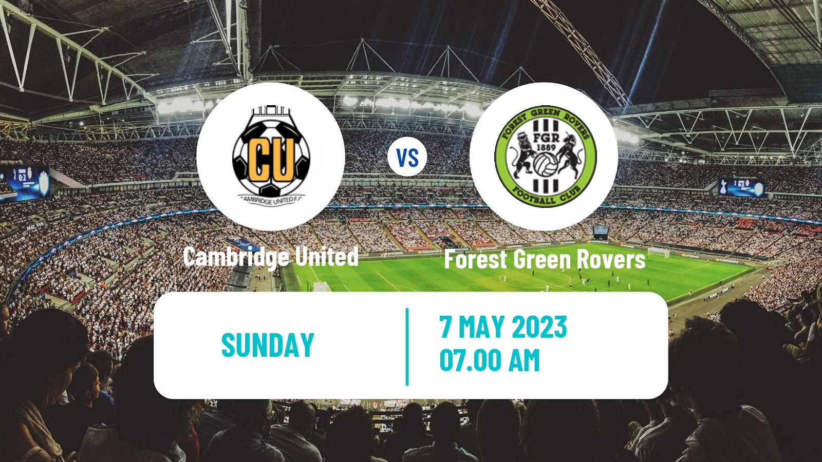 Soccer English League One Cambridge United - Forest Green Rovers