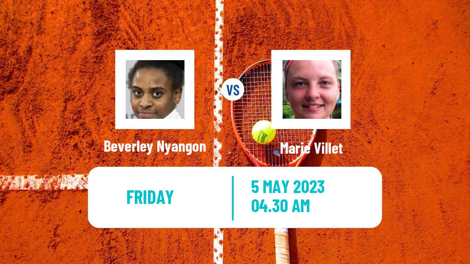 Tennis ITF Tournaments Beverley Nyangon - Marie Villet