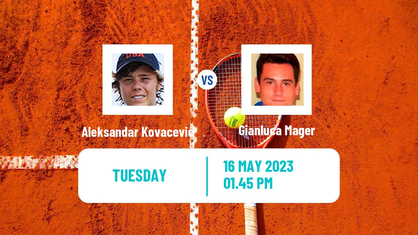 Tennis Turin 2 Challenger Men Aleksandar Kovacevic - Gianluca Mager