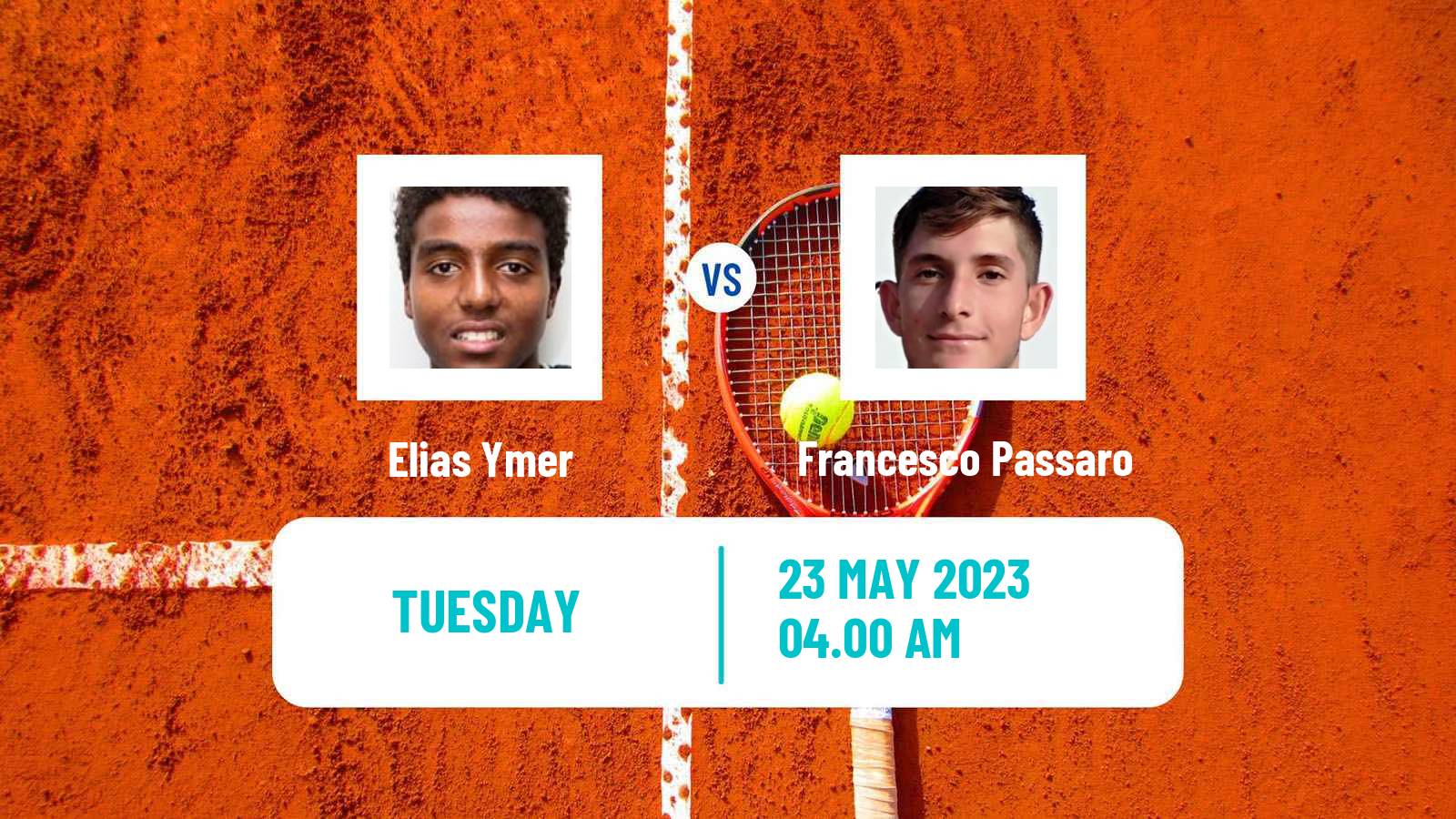 Tennis ATP Roland Garros Elias Ymer - Francesco Passaro