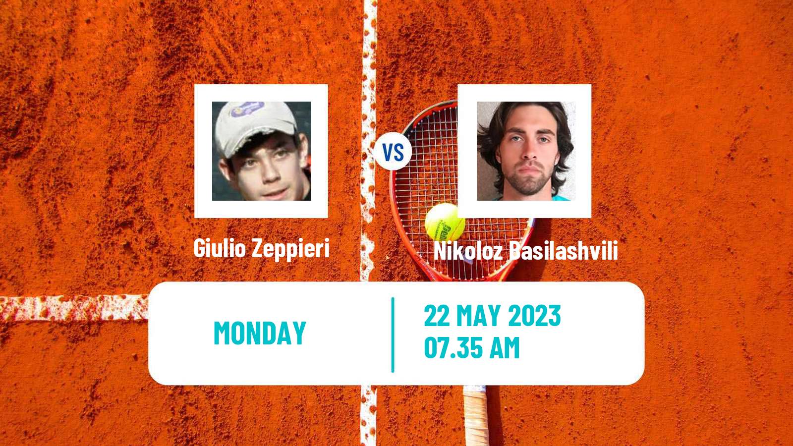 Tennis ATP Roland Garros Giulio Zeppieri - Nikoloz Basilashvili