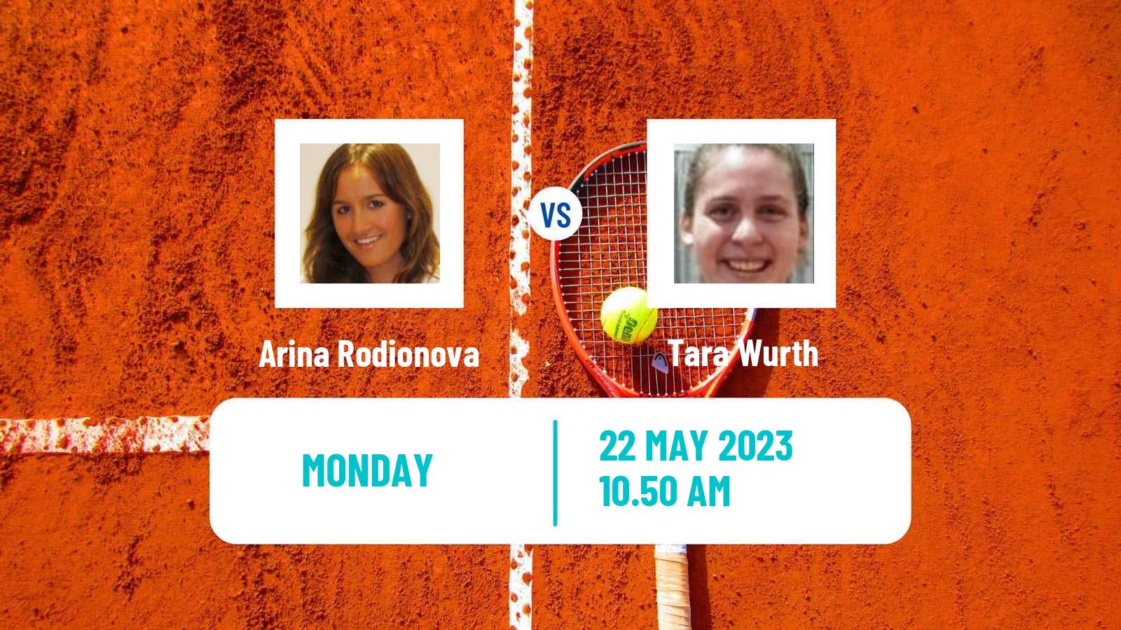 Tennis WTA Roland Garros Arina Rodionova - Tara Wurth