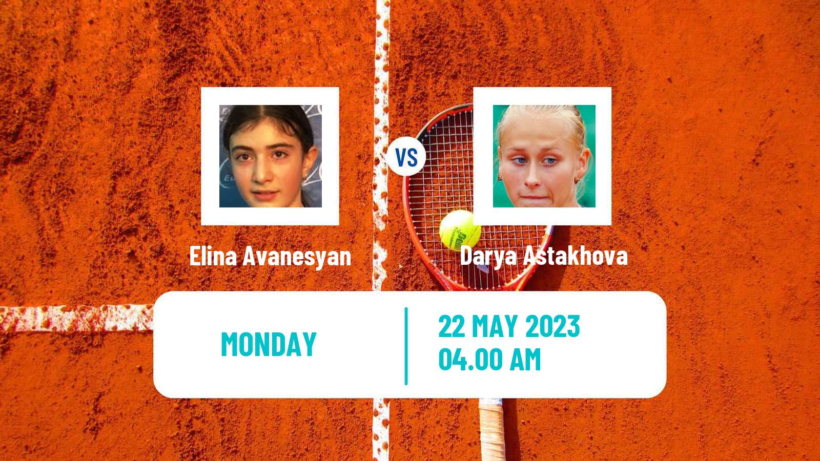 Tennis WTA Roland Garros Elina Avanesyan - Darya Astakhova