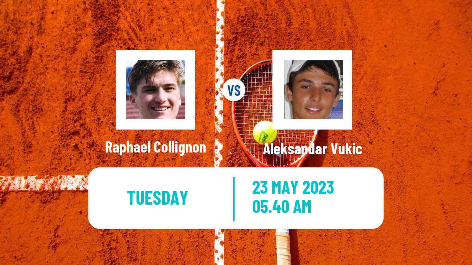 Tennis ATP Roland Garros Raphael Collignon - Aleksandar Vukic