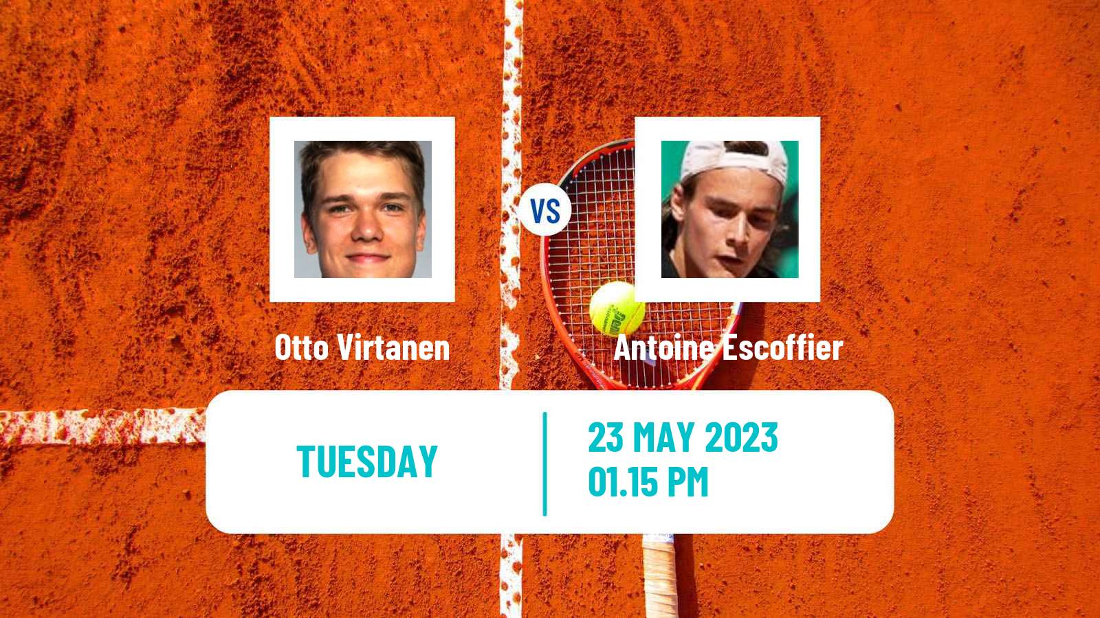 Tennis ATP Roland Garros Otto Virtanen - Antoine Escoffier