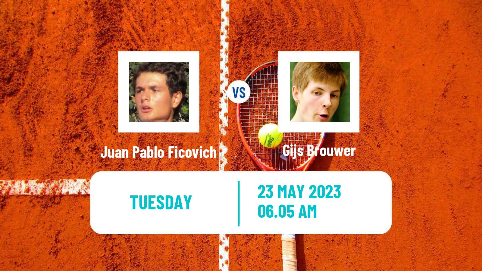 Tennis ATP Roland Garros Juan Pablo Ficovich - Gijs Brouwer