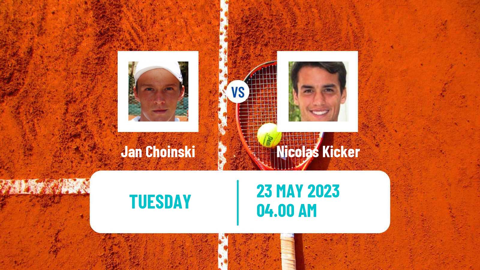 Tennis ATP Roland Garros Jan Choinski - Nicolas Kicker