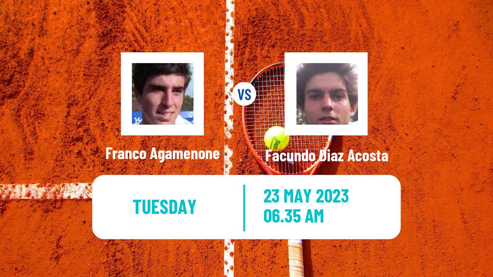 Tennis ATP Roland Garros Franco Agamenone - Facundo Diaz Acosta