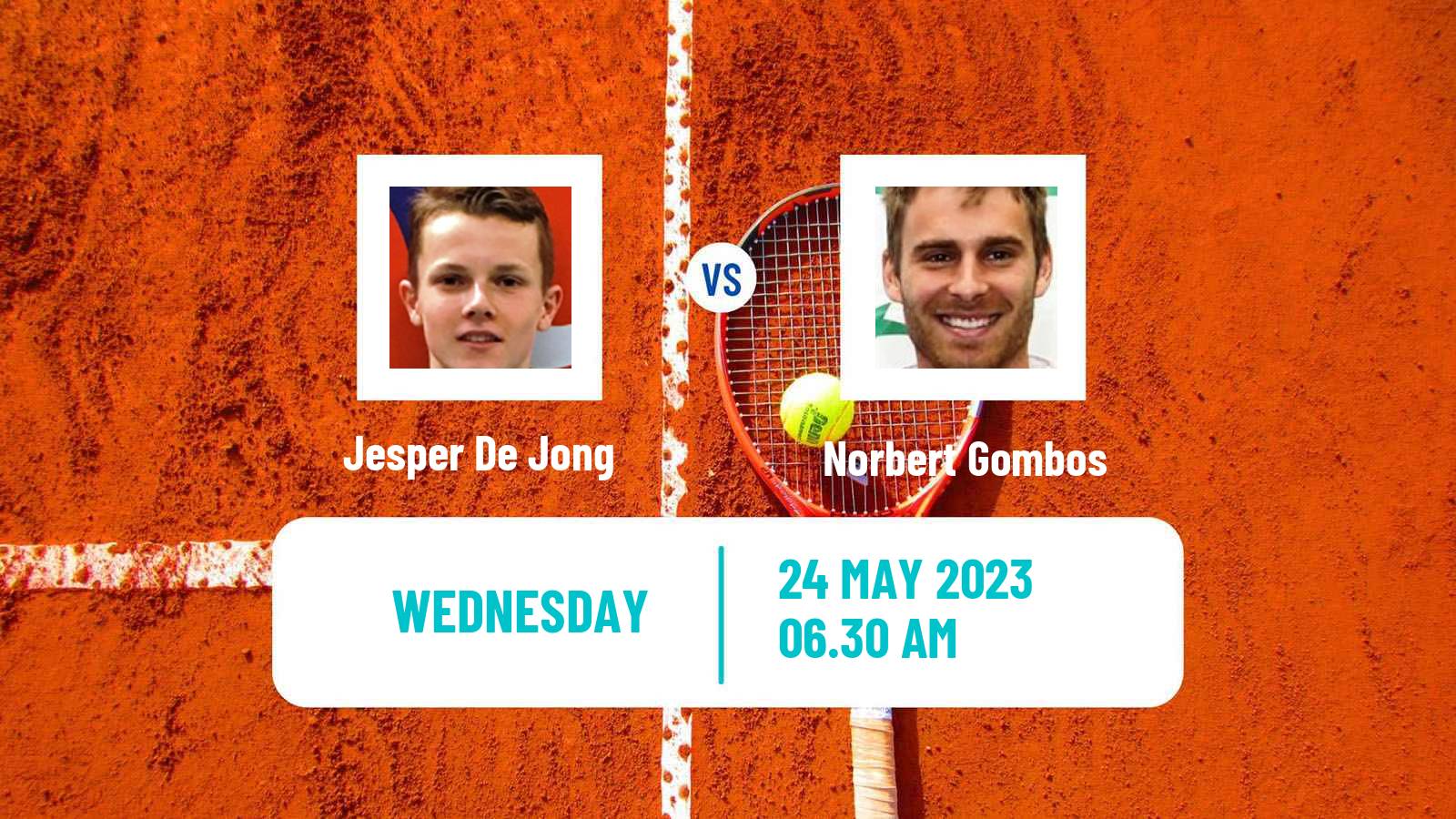 Tennis ATP Roland Garros Jesper De Jong - Norbert Gombos