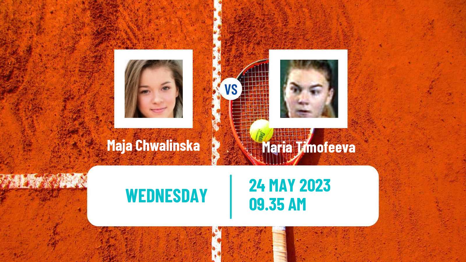 Tennis WTA Roland Garros Maja Chwalinska - Maria Timofeeva