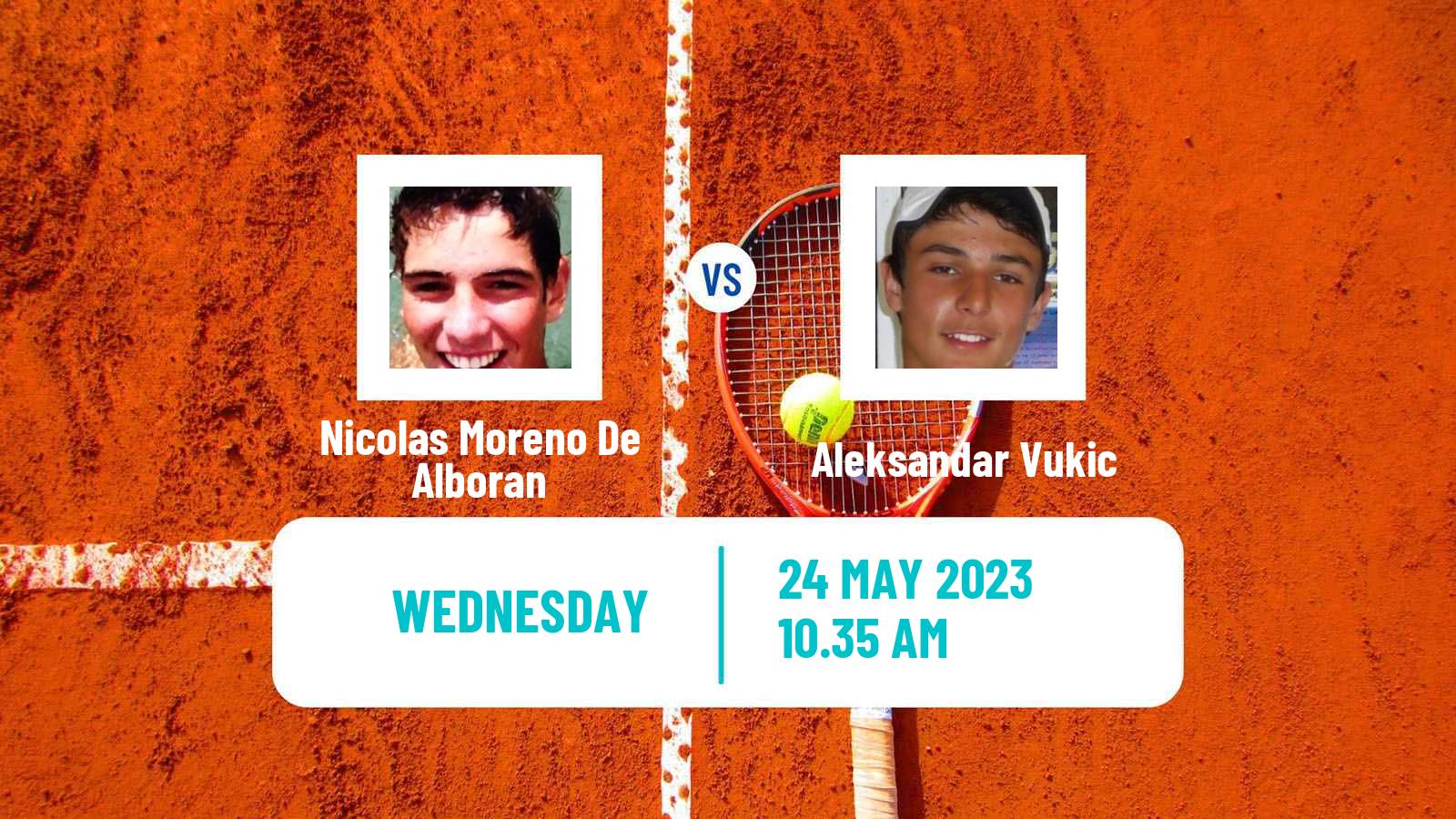 Tennis ATP Roland Garros Nicolas Moreno De Alboran - Aleksandar Vukic