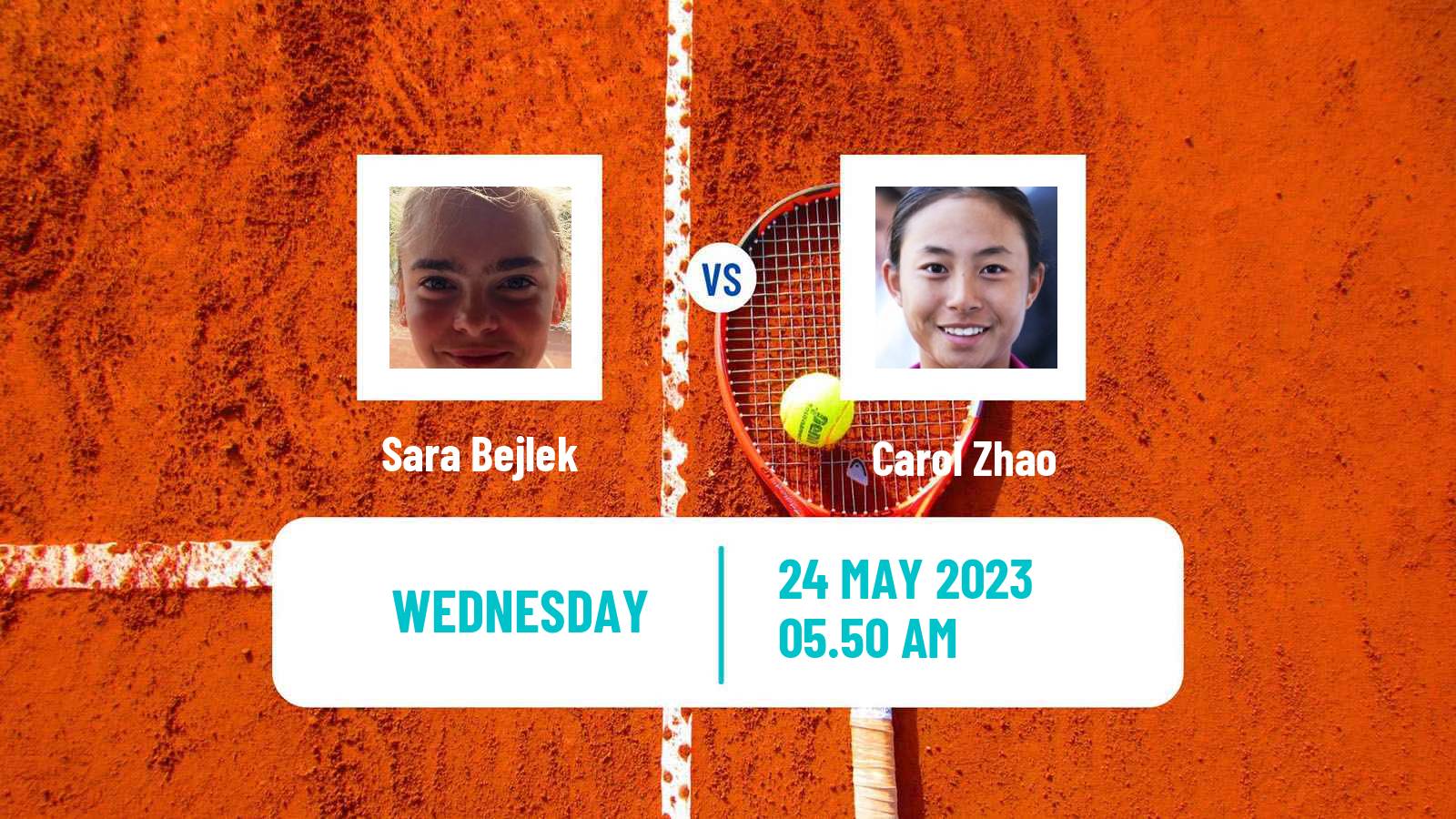 Tennis WTA Roland Garros Sara Bejlek - Carol Zhao