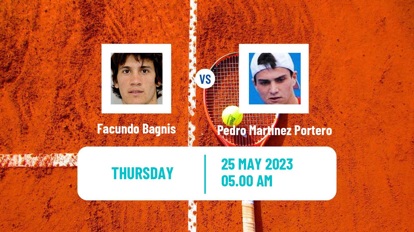 Tennis ATP Roland Garros Facundo Bagnis - Pedro Martinez Portero