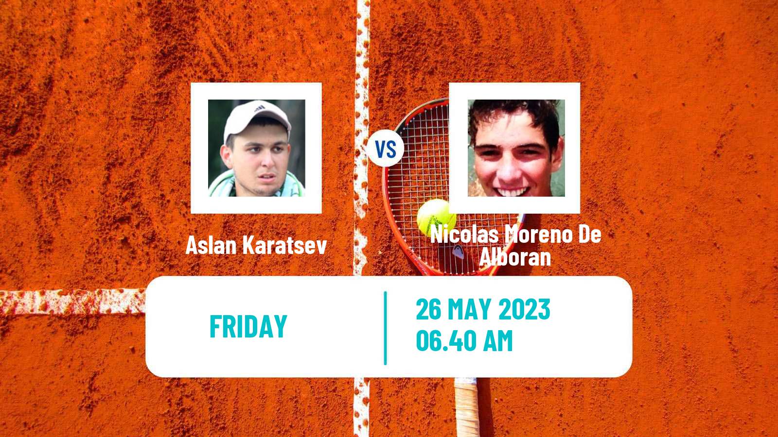 Tennis ATP Roland Garros Aslan Karatsev - Nicolas Moreno De Alboran