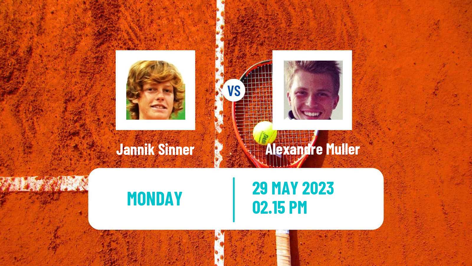 Tennis ATP Roland Garros Jannik Sinner - Alexandre Muller