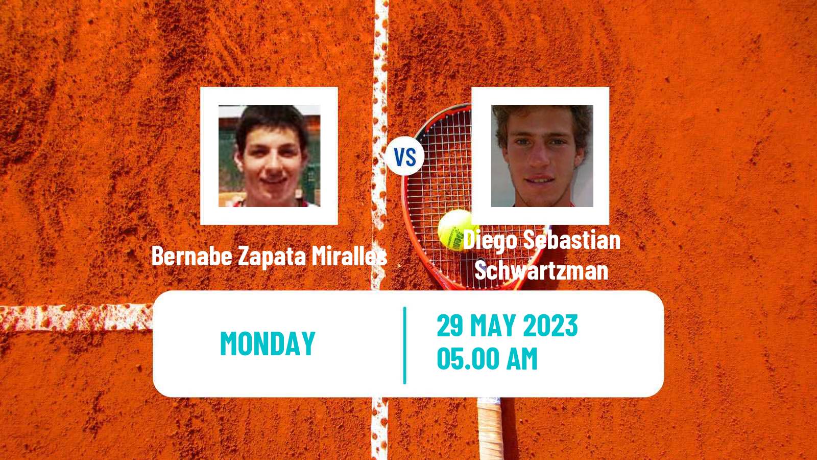 Tennis ATP Roland Garros Bernabe Zapata Miralles - Diego Sebastian Schwartzman
