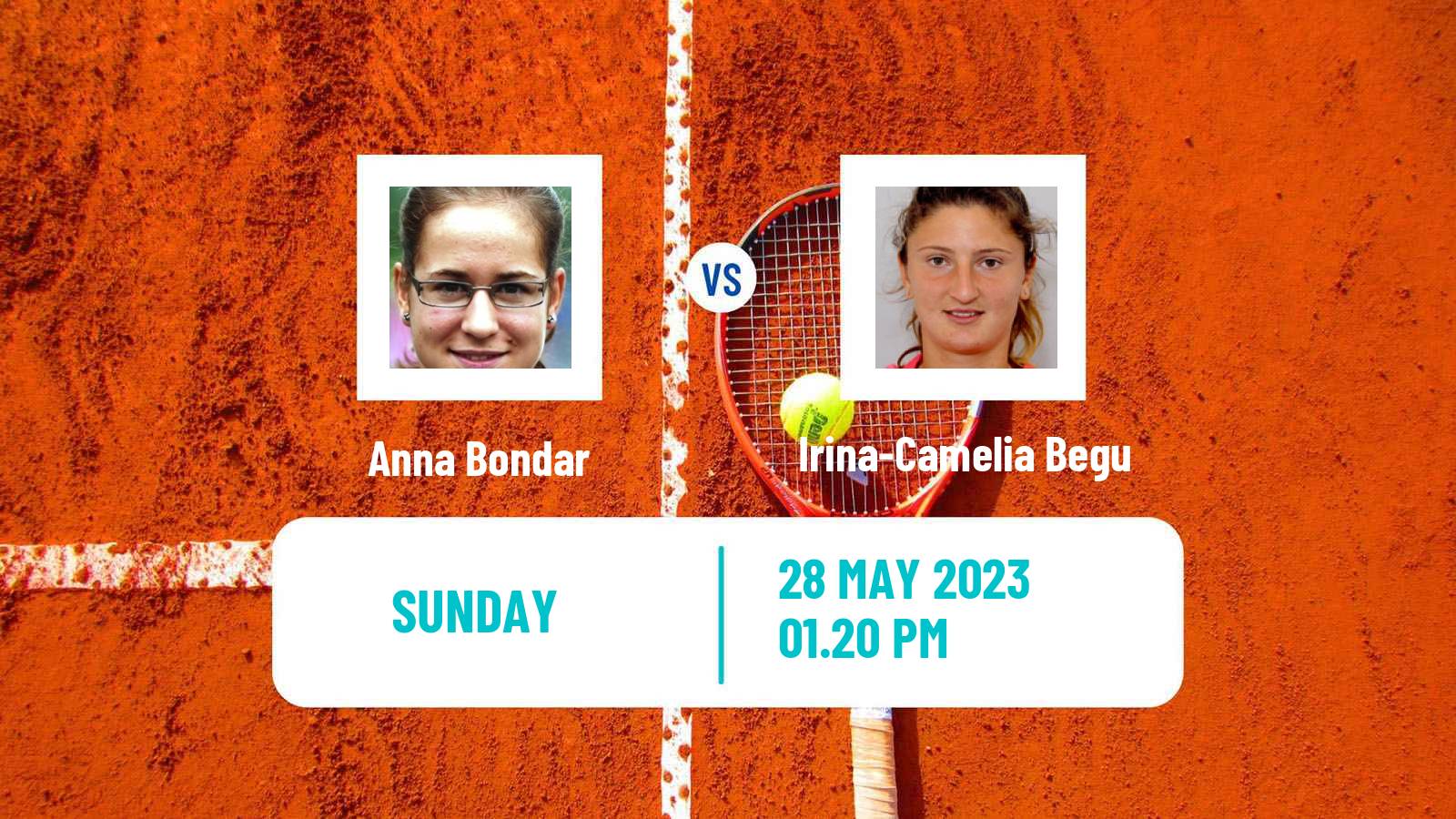 Tennis WTA Roland Garros Anna Bondar - Irina-Camelia Begu