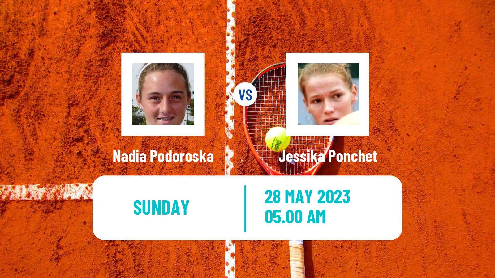 Tennis WTA Roland Garros Nadia Podoroska - Jessika Ponchet