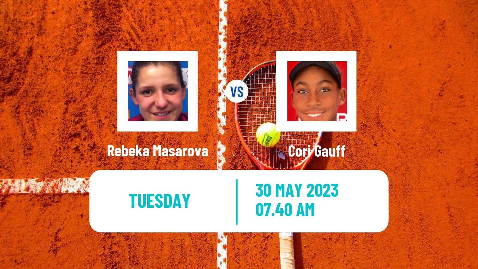 Tennis WTA Roland Garros Rebeka Masarova - Cori Gauff