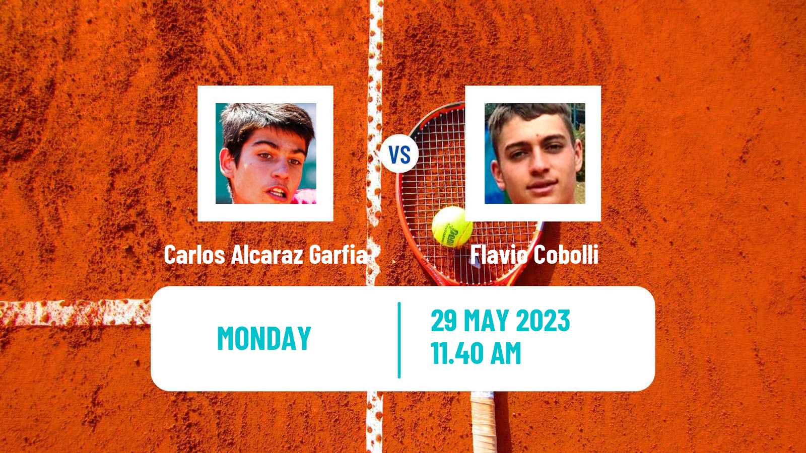 Tennis ATP Roland Garros Carlos Alcaraz Garfia - Flavio Cobolli
