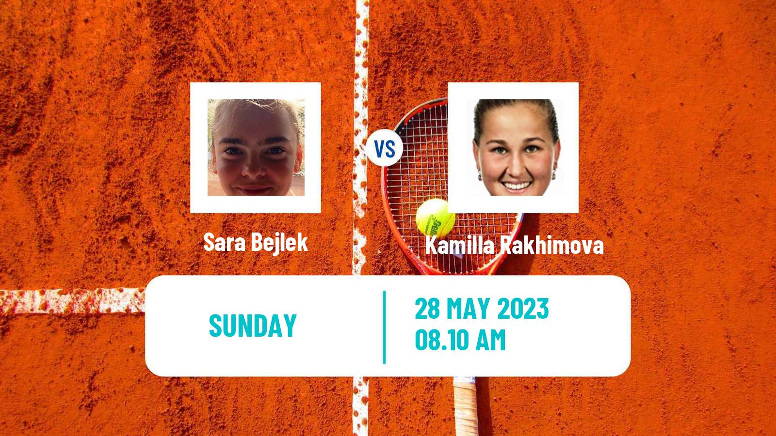 Tennis WTA Roland Garros Sara Bejlek - Kamilla Rakhimova