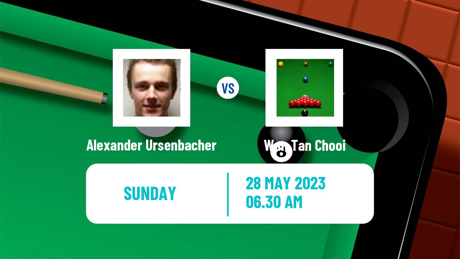 Snooker Qualifying School 1 Alexander Ursenbacher - Wan Tan Chooi