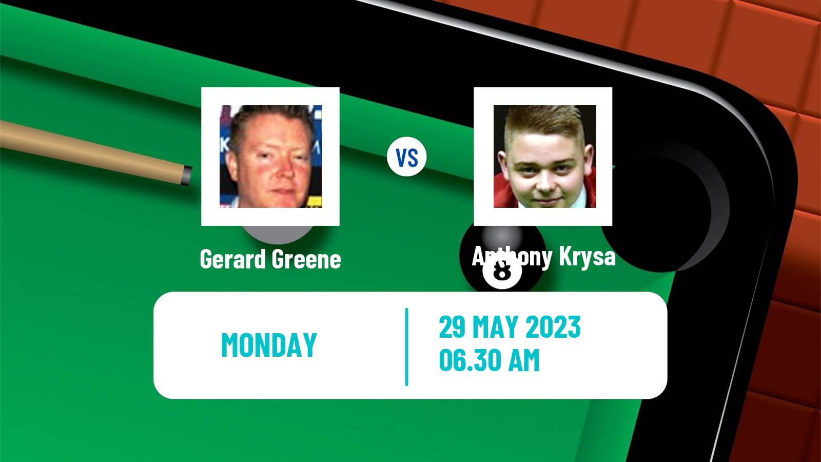 Snooker Qualifying School 1 Gerard Greene - Anthony Krysa