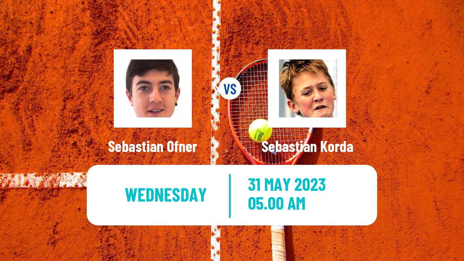 Tennis ATP Roland Garros Sebastian Ofner - Sebastian Korda