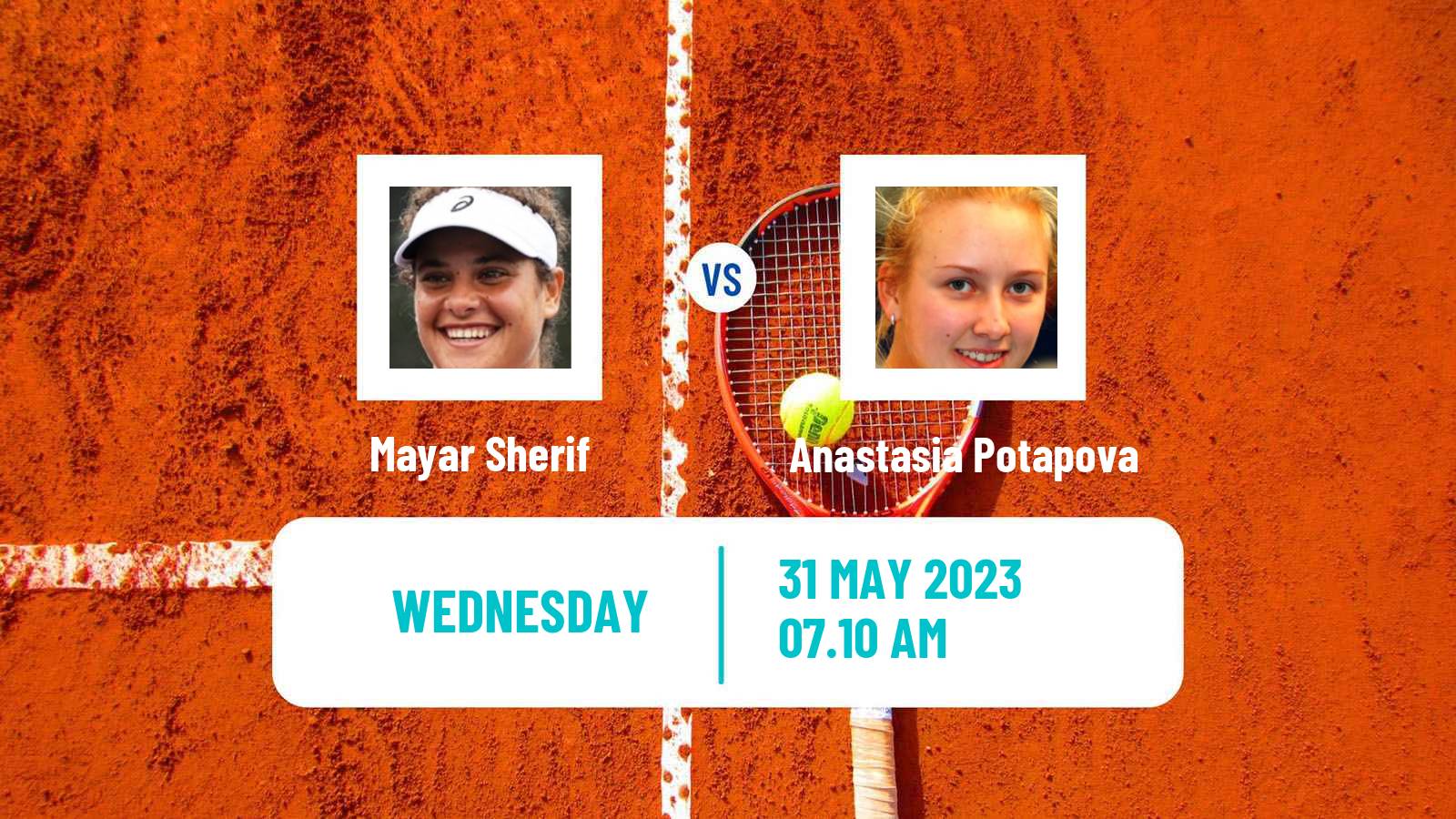 Tennis WTA Roland Garros Mayar Sherif - Anastasia Potapova