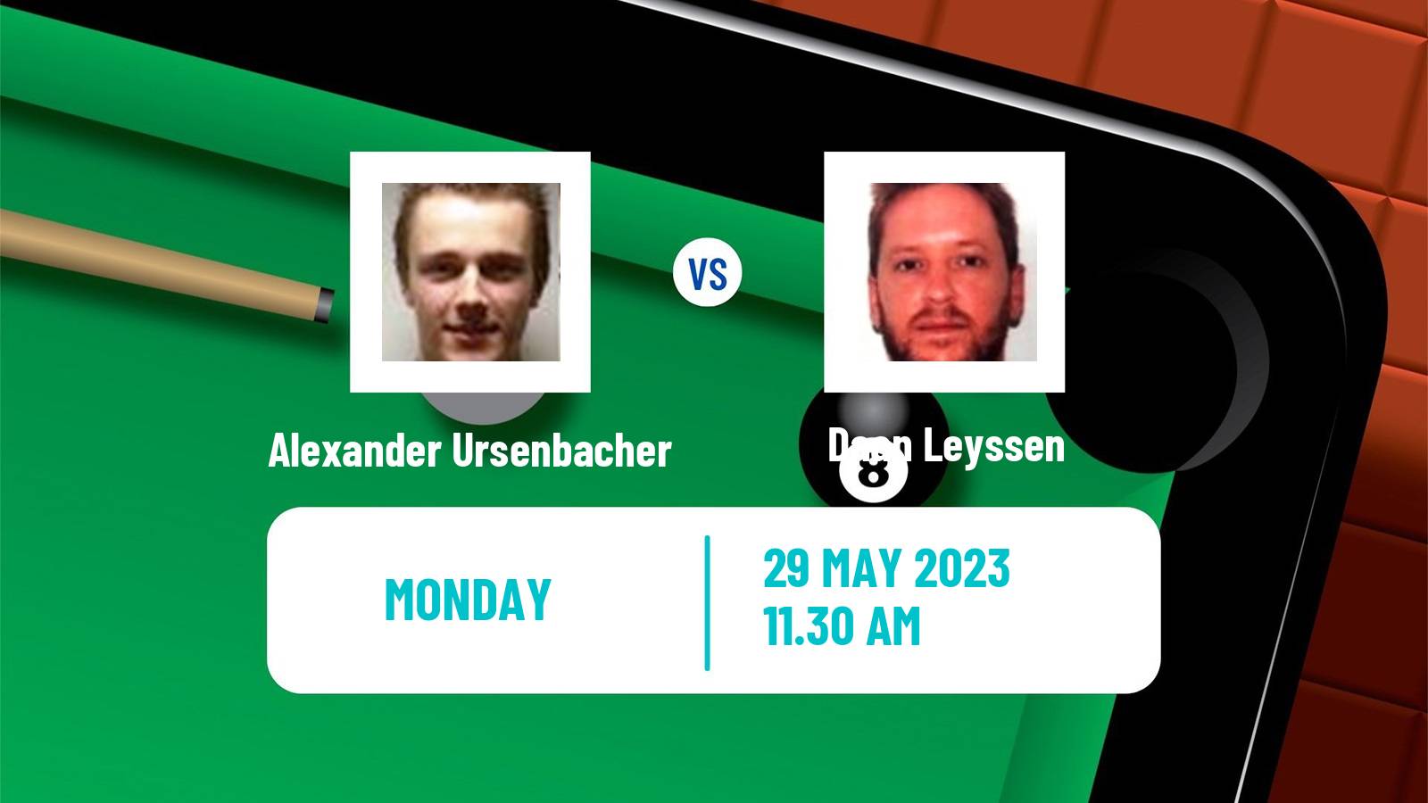 Snooker Qualifying School 1 Alexander Ursenbacher - Daan Leyssen