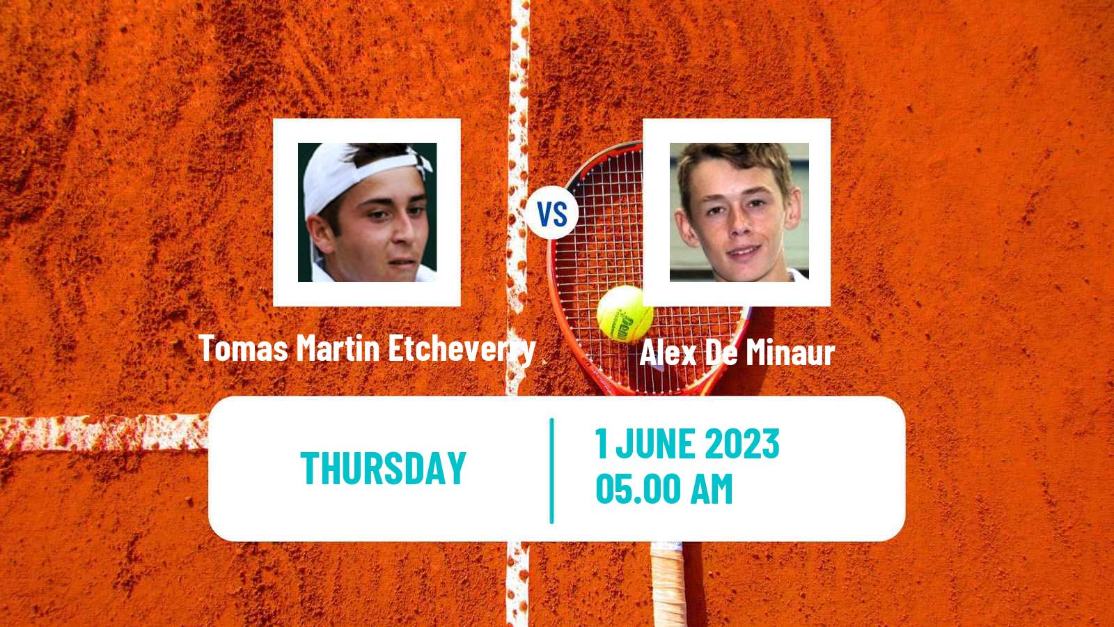 Tennis ATP Roland Garros Tomas Martin Etcheverry - Alex De Minaur