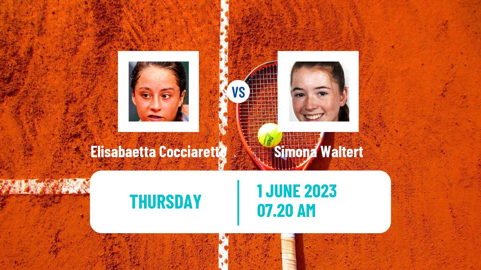 Tennis WTA Roland Garros Elisabaetta Cocciaretto - Simona Waltert