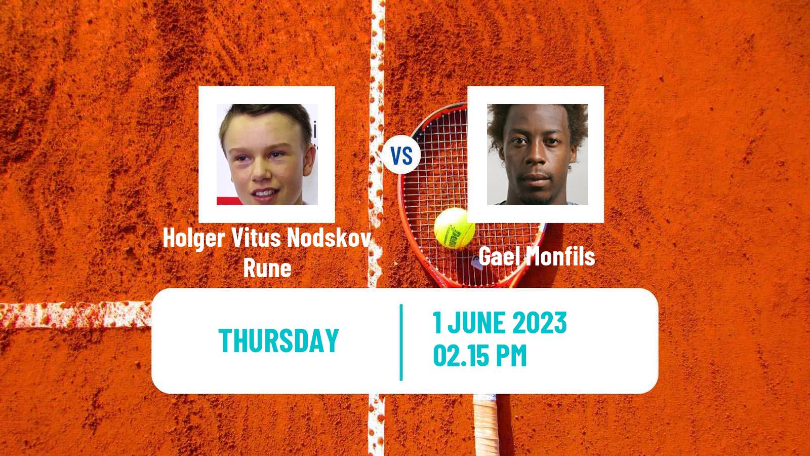 Tennis ATP Roland Garros Holger Vitus Nodskov Rune - Gael Monfils